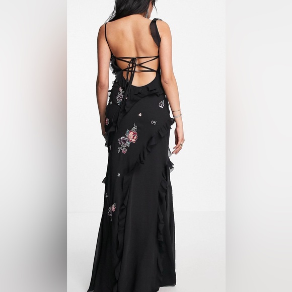 NWT Black Embellished open back maxi dress - Picture 3 of 4